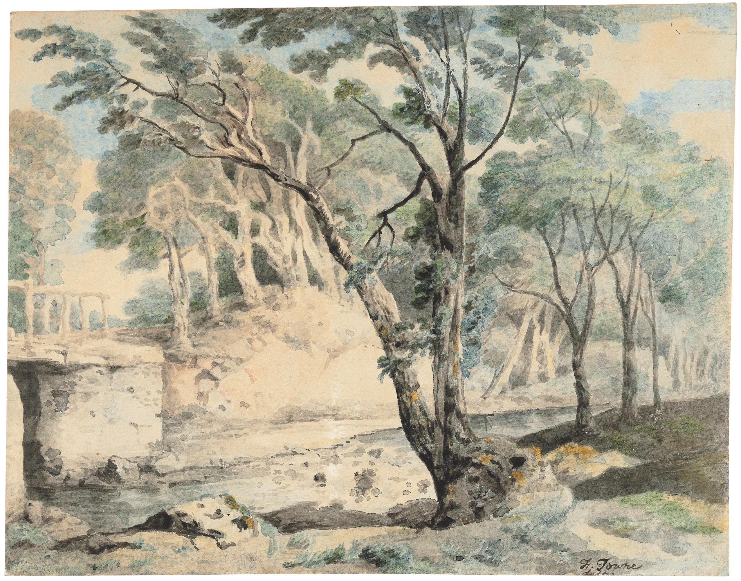 Francis Towne - A view in Werrington Park, Cornwall