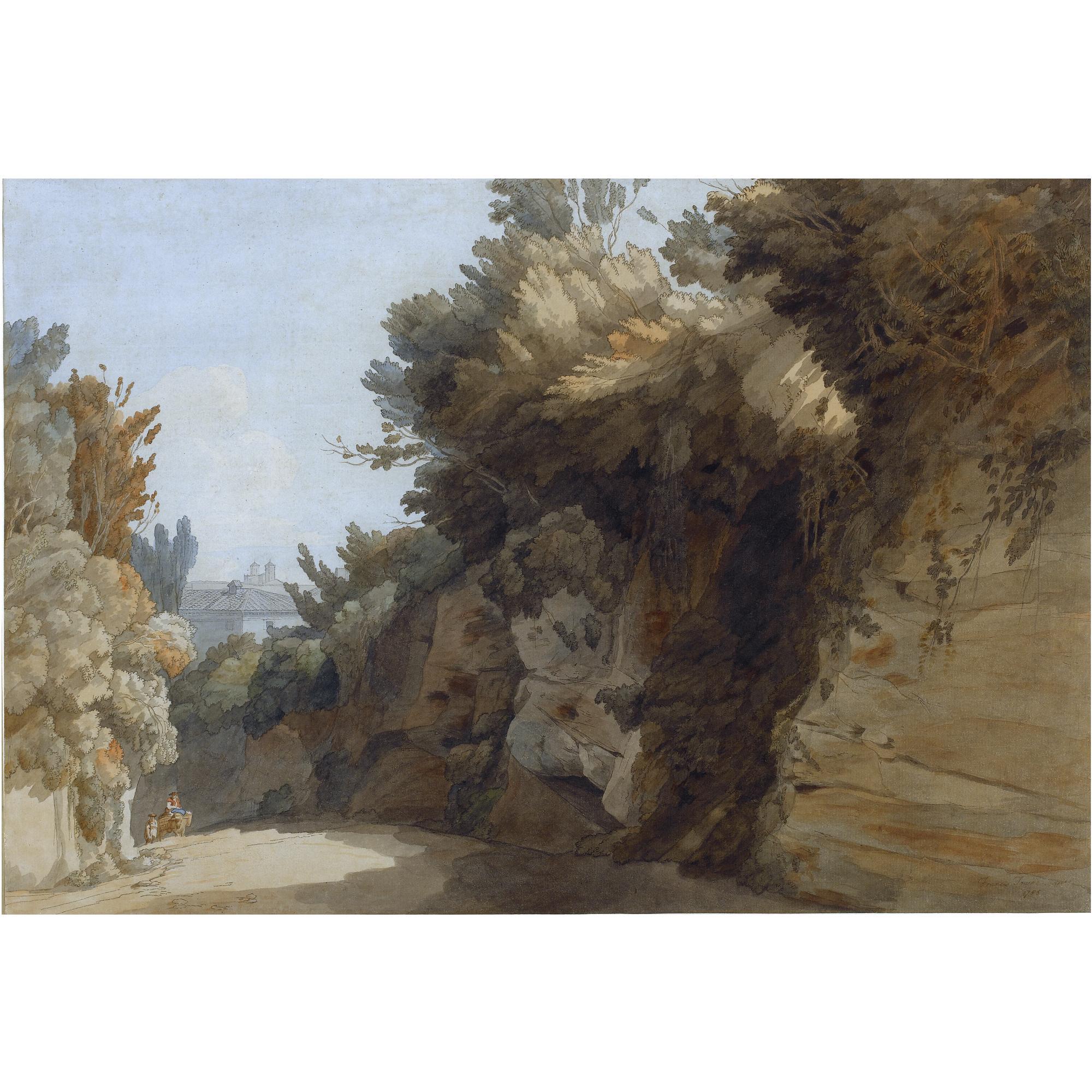 Francis Towne - A View Near The Arco Scuro, Looking Towards The Villa Medici, Rome