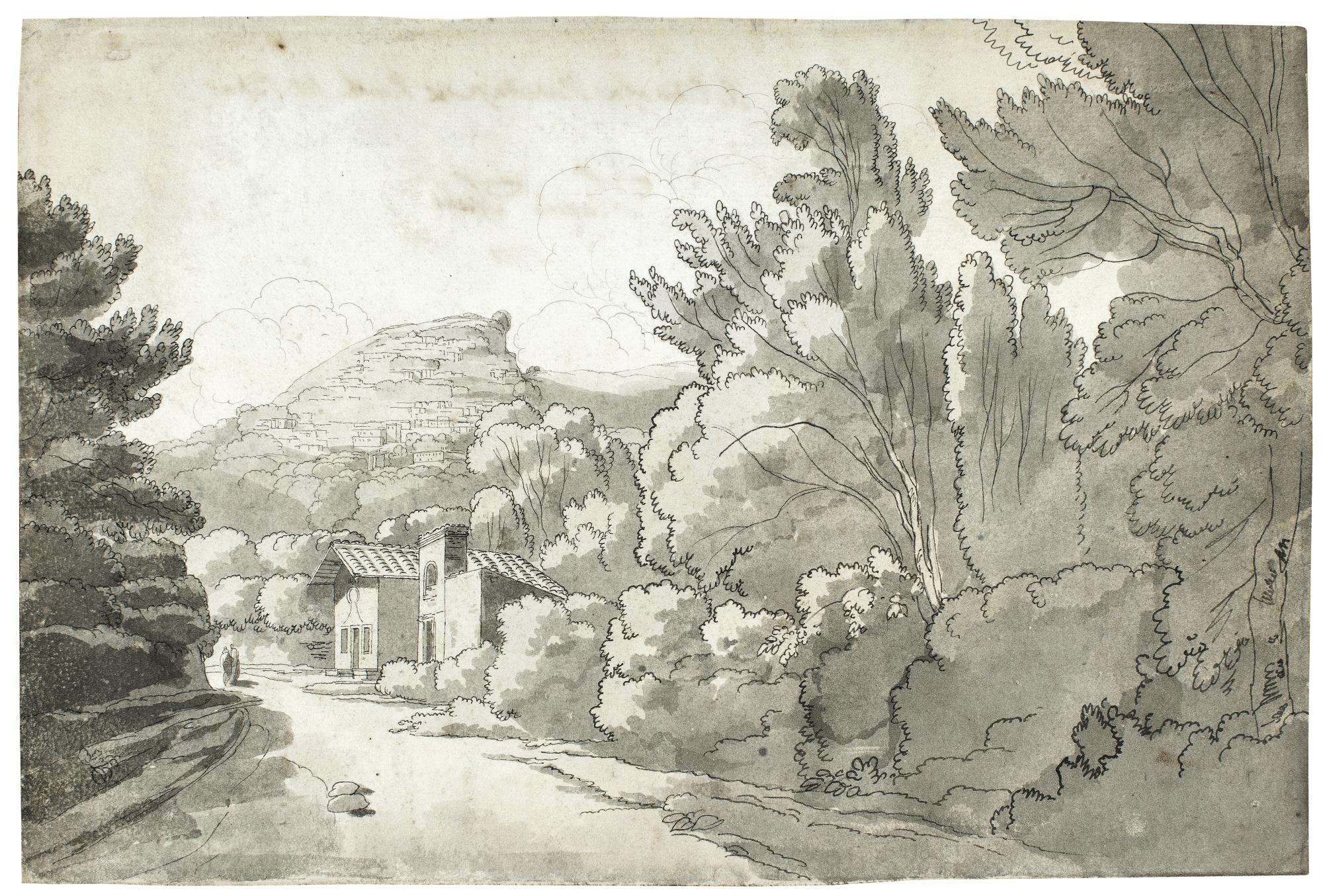 Francis Towne - A View Of A Hermitage At Rocca Di Papa, Near Lake Albano, Italy