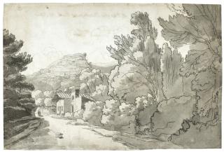 Francis Towne - A View Of A Hermitage At Rocca Di Papa, Near Lake Albano, Italy