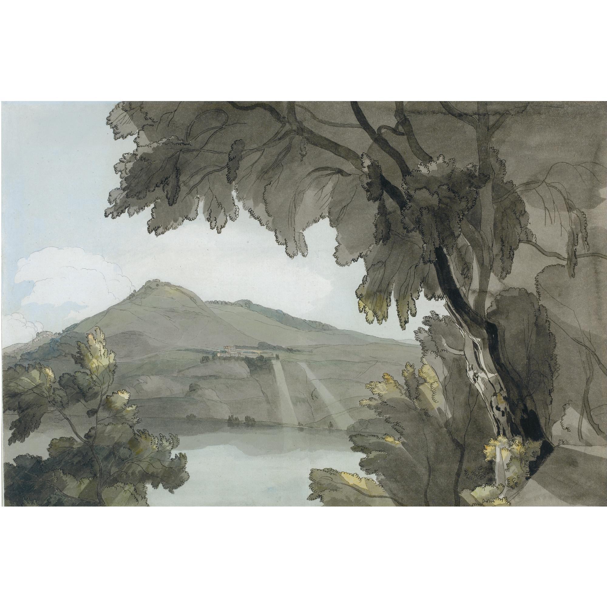 Francis Towne - Lake Of Albano, Morning Sun Rising Over Rocca Del Papa