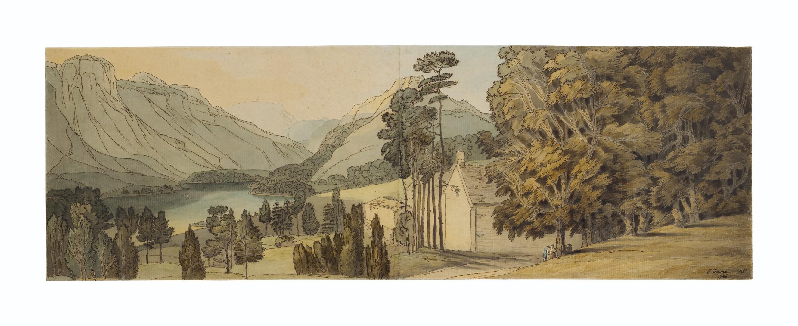 Francis Towne - The Lake of Wyburn (Thirlmere), with Raven Crag to the left and Skiddaw beyond, Cumberland