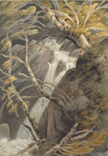 Francis Towne - View of Stock Ghyll Force waterfall, Ambleside, Lake District