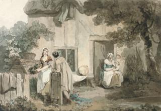 Francis Wheatley, R.A. - Figures Outside A Cottage