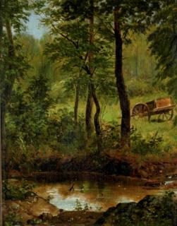 Francis William Edmonds - Forest with pond and cart