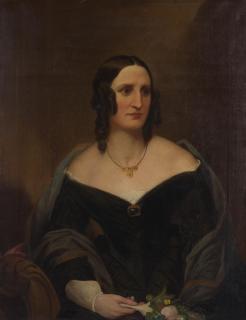 Francis William Wilkin - Portrait of a lady holding flowers