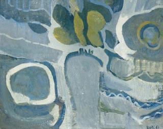 Francisco Bores - Fleurs sur fond gris