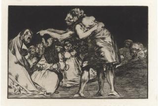 Francisco de Goya Y Lucientes - La Que Mal Marida Nunca Le Falta Que Diga, plate 7 from Los Proverbios (D. 208; H. 254)