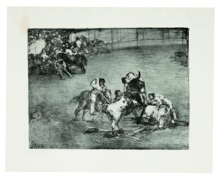 Francisco De Goya Y Lucientes - Picador caught by a Bull (Bravo Toro), from: The Bulls of Bordeaux
