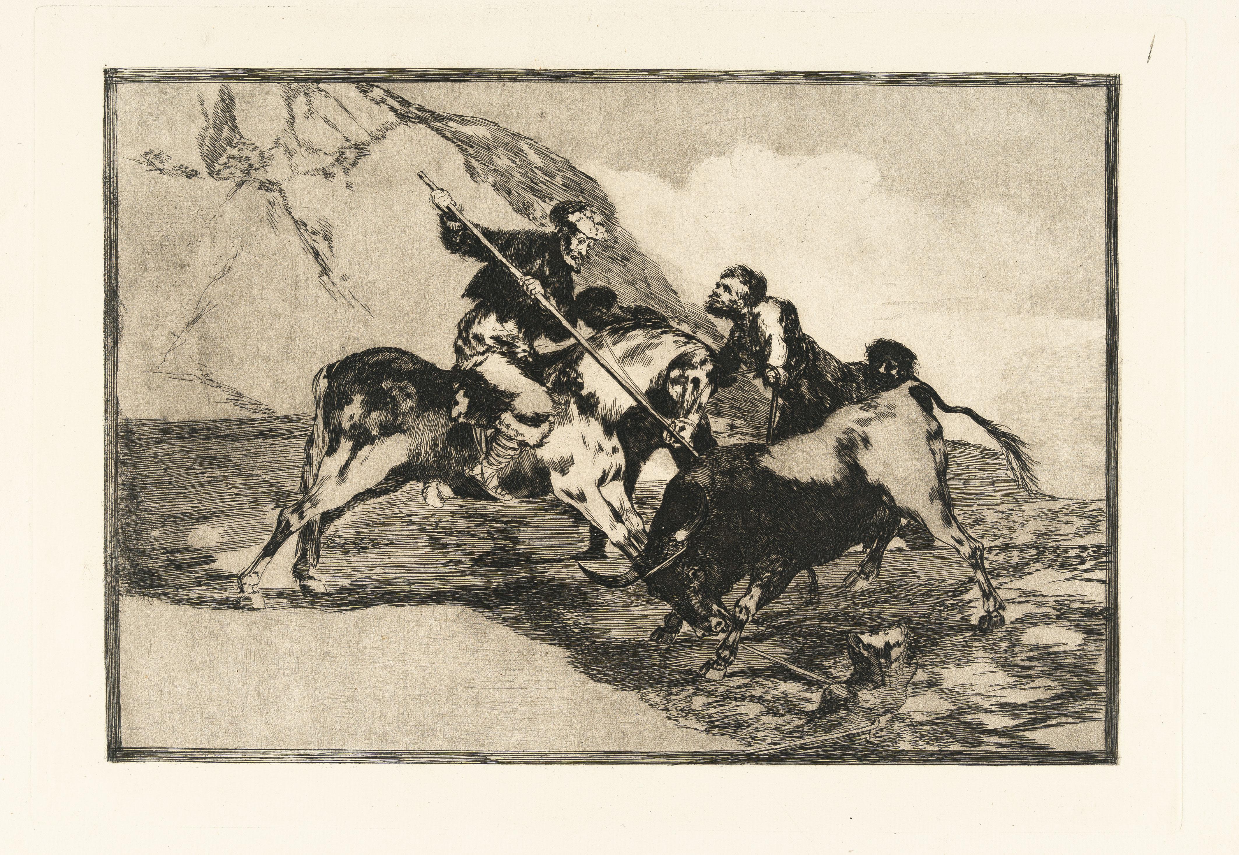 Francisco de Goya - Modo con que Los Antiguos Españoles Cazaban los Toros á Caballo en el Campo (Wie die alten Spanier auf dem Lande Stiere zu Pferd jagten)