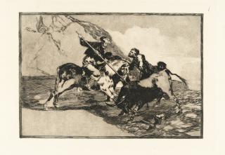 Francisco de Goya - Modo con que Los Antiguos Españoles Cazaban los Toros á Caballo en el Campo (Wie die alten Spanier auf dem Lande Stiere zu Pferd jagten)