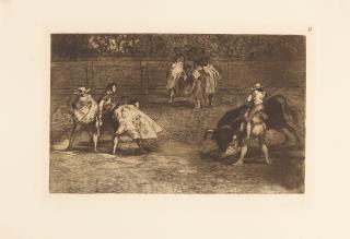 Francisco de Goya - Un torero monté sur les épaules d’un chulo ‚lanceado‘ un taureau.