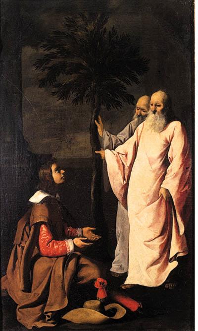 Francisco de Zurbarán - A young Gentleman kneeling before two elders