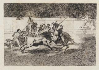 Francisco Goya - El Esforzado Rendon Picando un Toro, de Cuya Suerte Murió en la Plaza de Madrid, Plate 28 from La Tauromaquia (Harris 231)