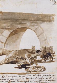 Francisco José de Goya y Lucientes - Constable Lampiños stitched into a dead horse