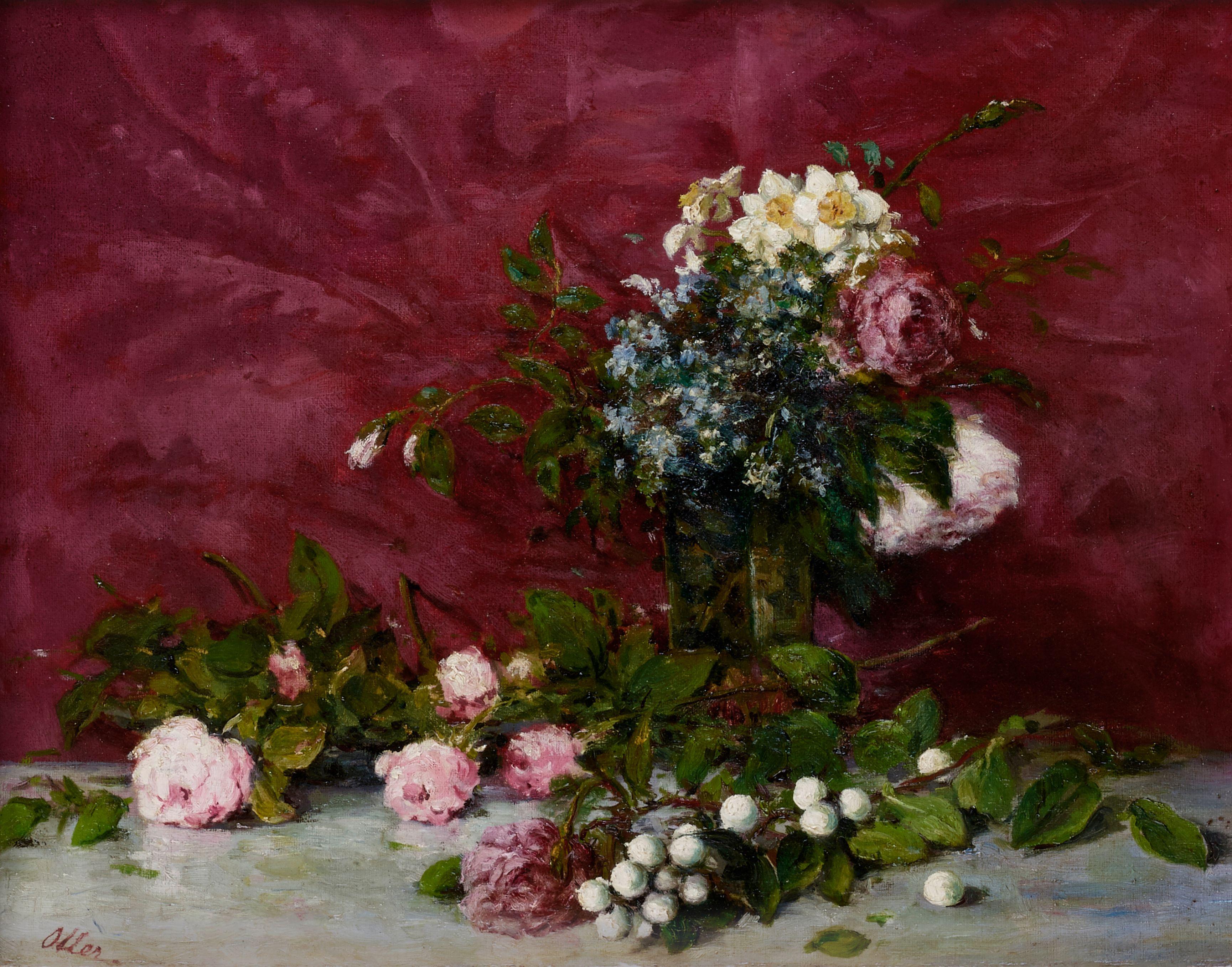 Francisco Manuel Oller y Cesteros - A still life with peonies