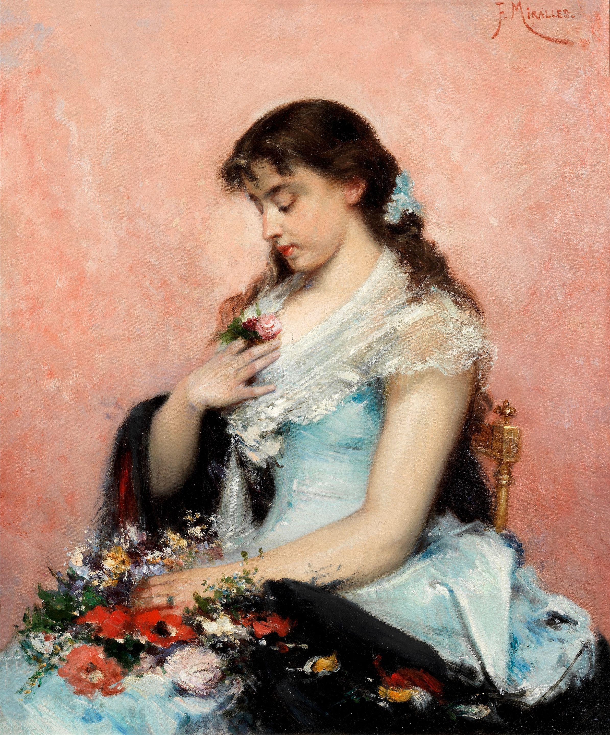 Francisco Miralles Y Galup - A young lady with a garland of flowers