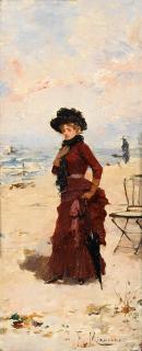 Francisco Miralles y Galup - The Promenade; On The Beach, A Pair