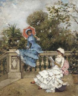 Francisco Miralles - Elegant Ladies on a Terrace