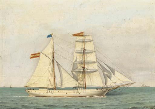 Francisco Vidal - A Spanish brigantine under full sail