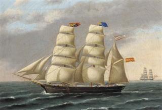Francisco Vidal - The Spanish three-masted barque Ignacio Fuster under full sail