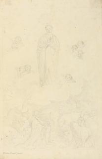 Francisco Vieira de Mattos - The Virgin in clouds surrounded by putti, God blessing Adam in front of the animals below