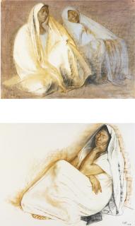 Francisco Zúñiga - A Pair Of Drawings: Dos Mujeres Sentadas And Female Figure