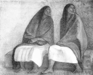 Francisco Zuniga - Dos Mujeres Sentadas con Rebozos (B. 25)