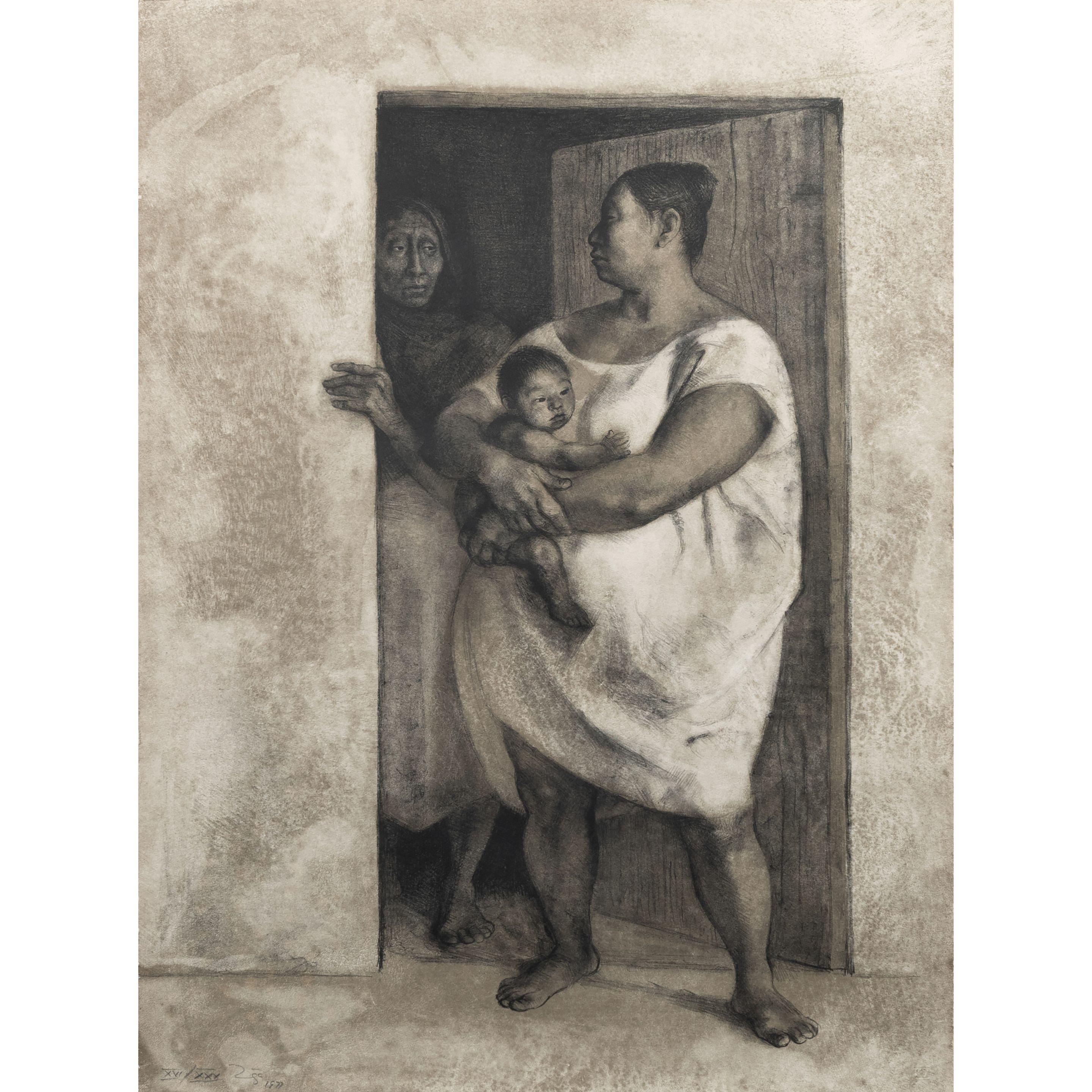 Francisco Zúñiga - Mujer con Niña en la Puerta