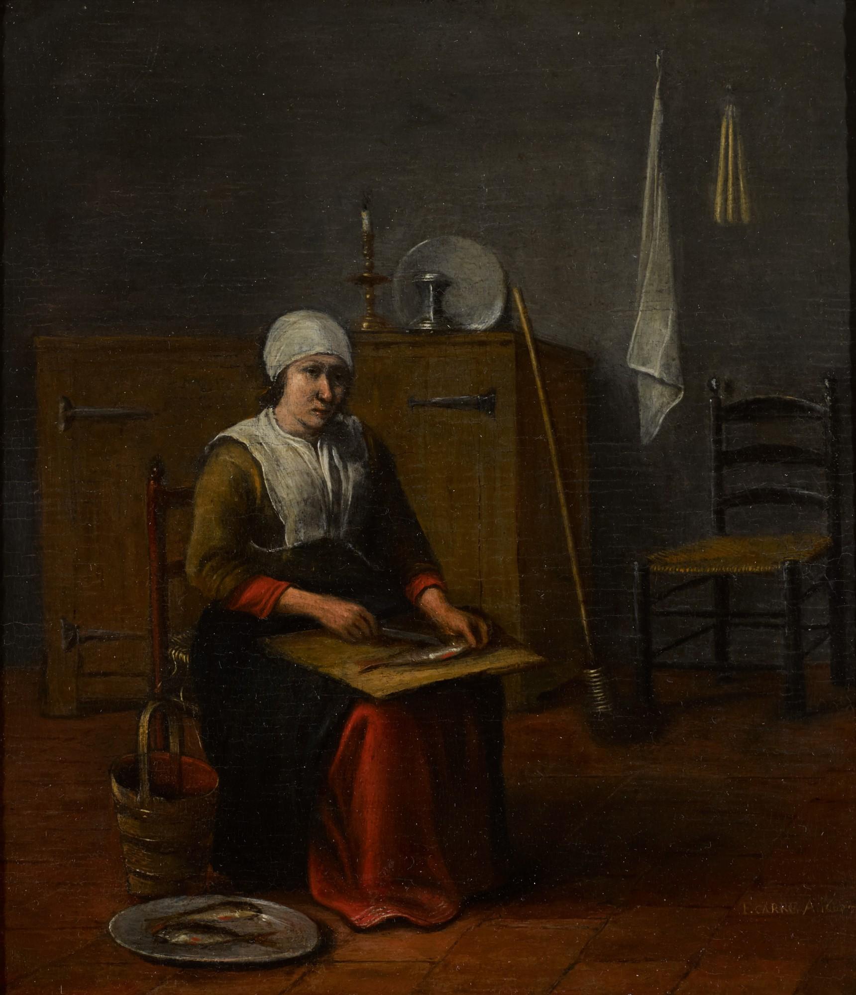 Franciscus Carré - A Fish Maid In An Interior