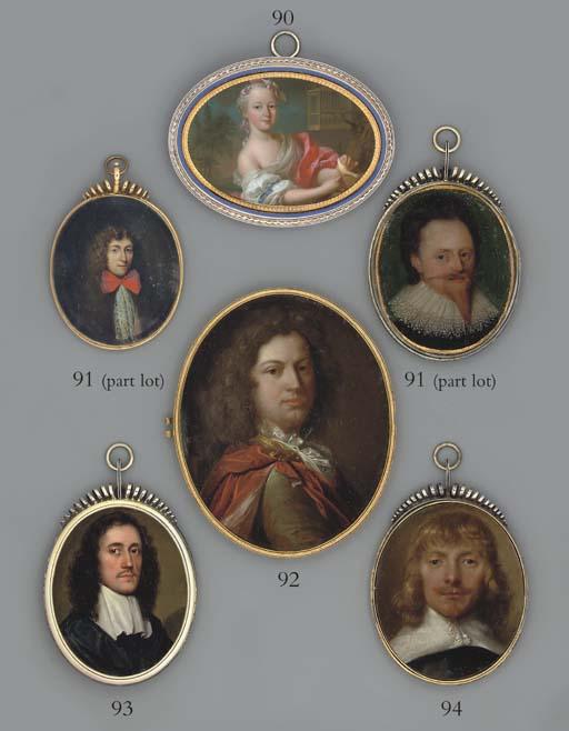 Franciszek Smiadecki - A Young Gentleman, In Black Coat With White Lawn Collar, Black Cloak, Long Curling Dark Brown Hair And Moustache