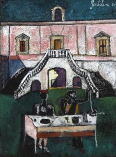 Franco Gentilini - Banchetto davanti al palazzo