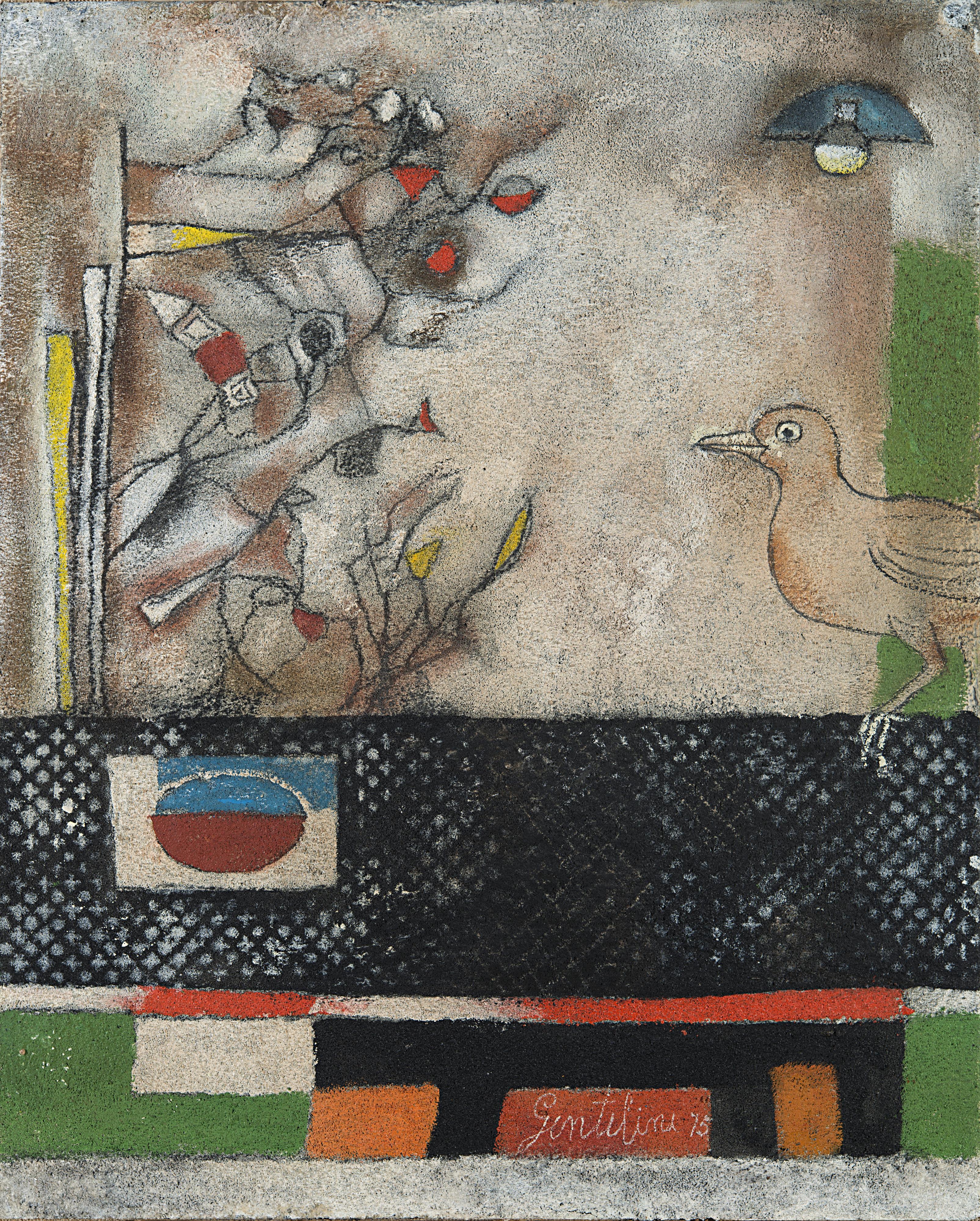 Franco Gentilini - Giardino con uccello