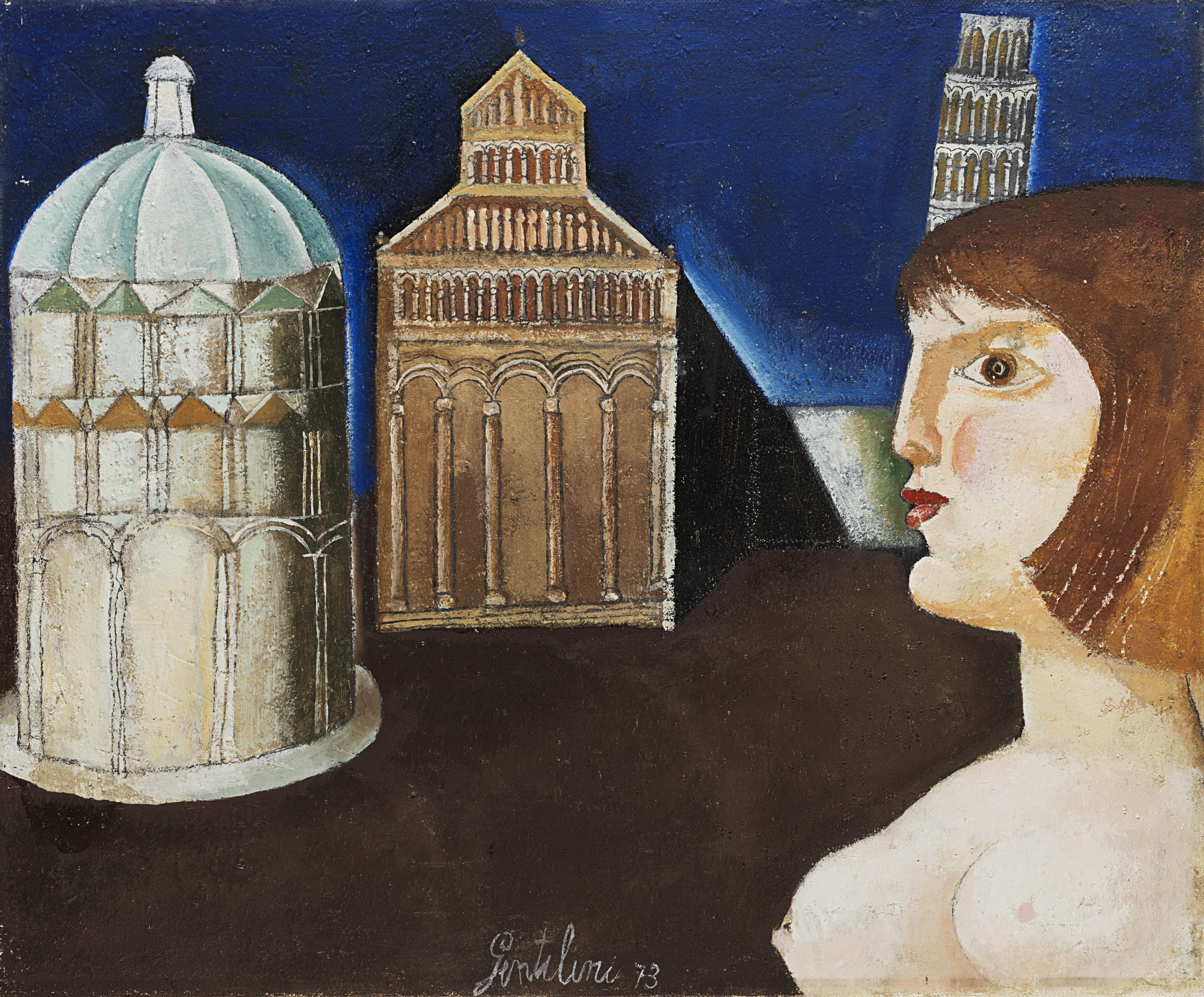 Franco Gentilini - Ragazza nella piazza dei miracoli