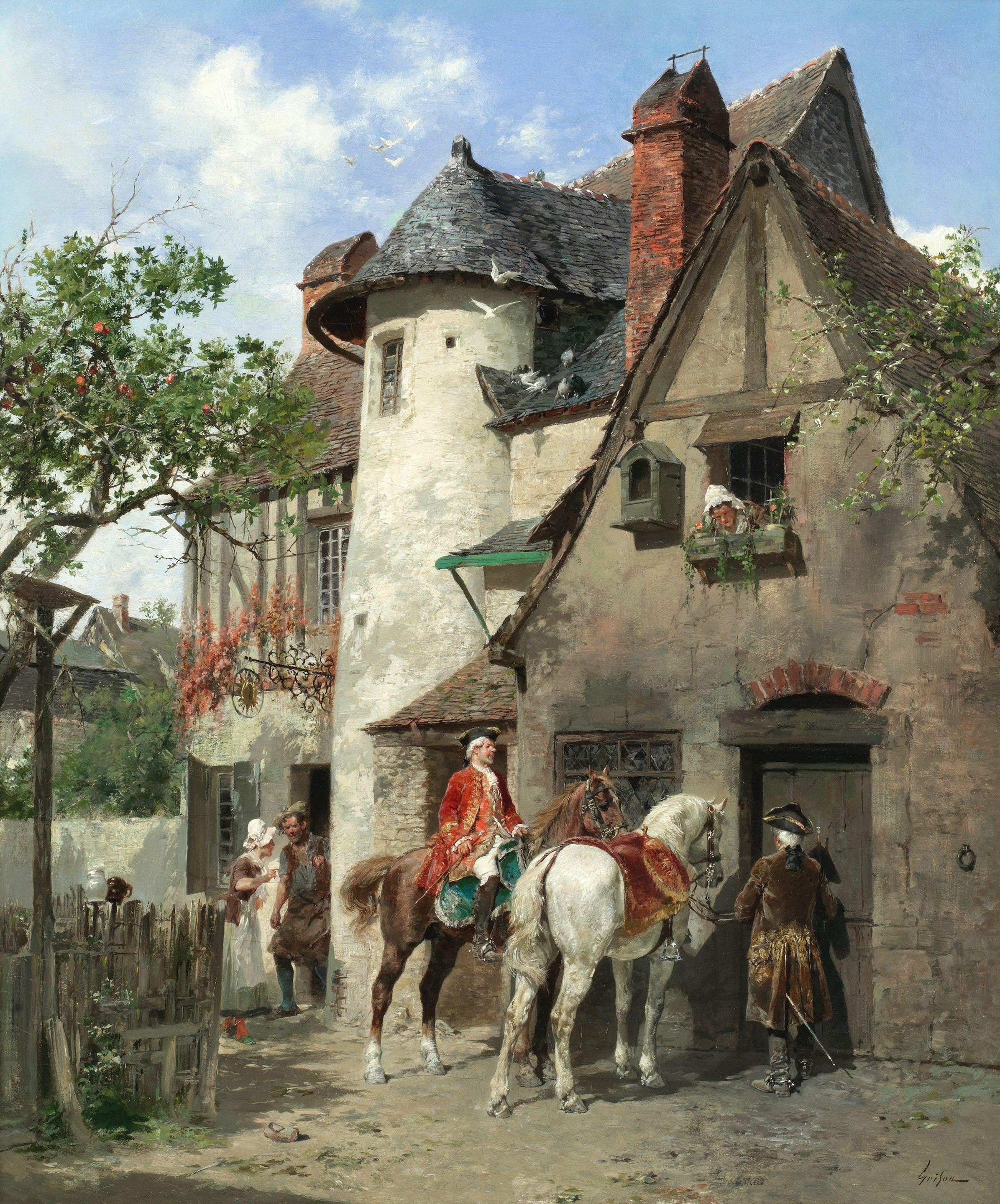 François Adolphe Grison - A Halt At A Country Inn