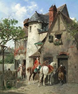 François Adolphe Grison - A Halt At A Country Inn