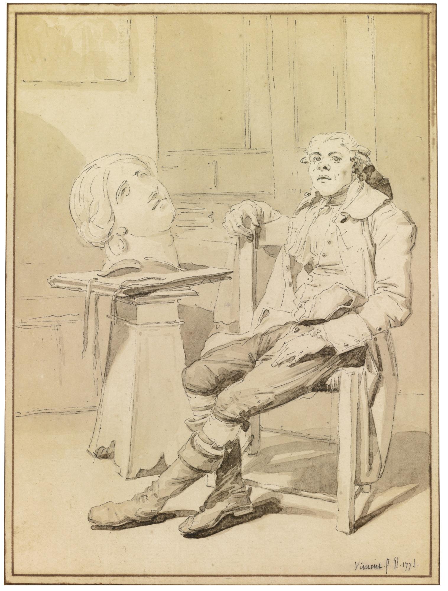 François-André Vincent - A Sculptor In His Studio (Possibly André Segla)