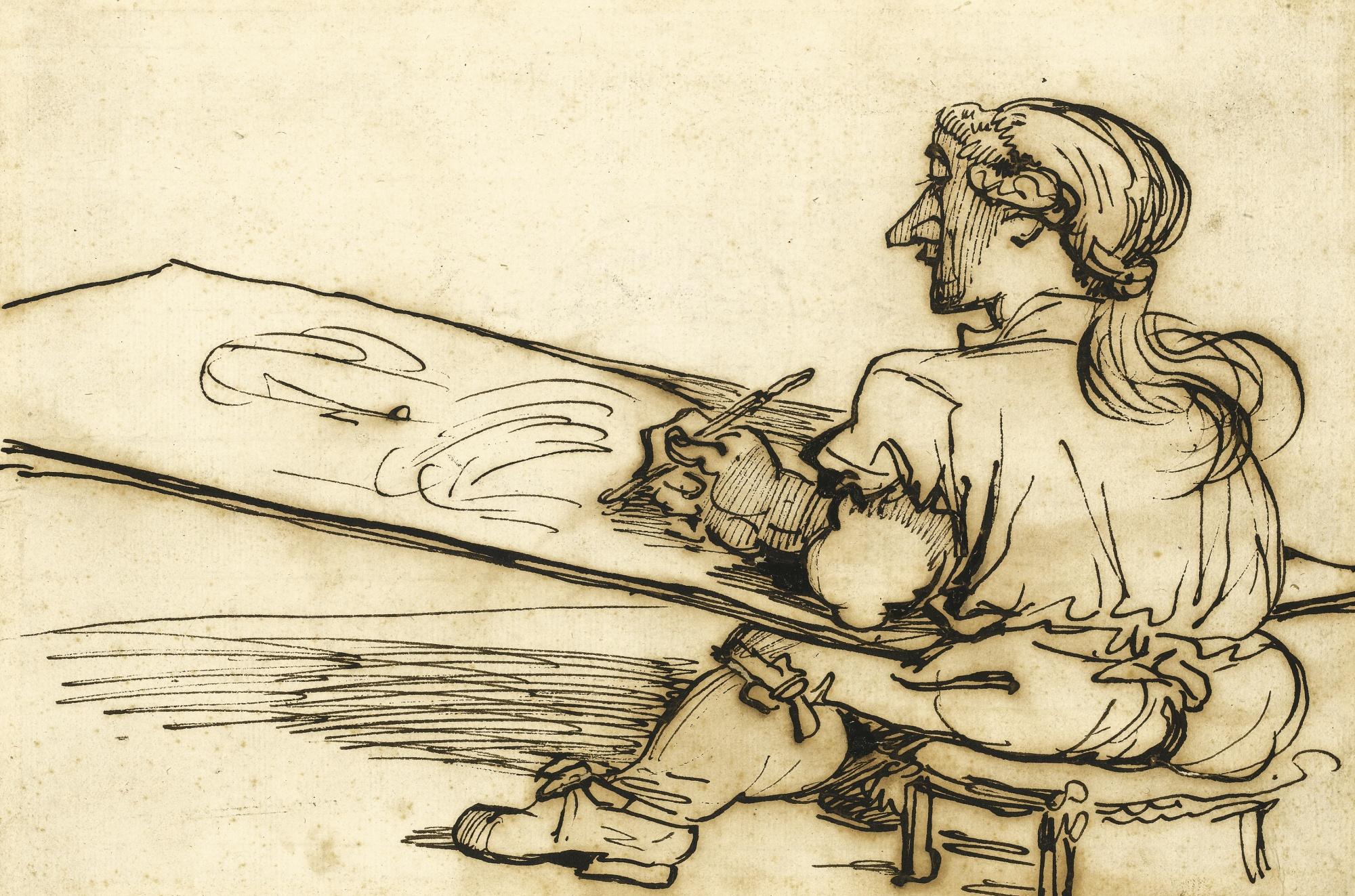 François-André Vincent - Caricature Of A Draftsman At Work