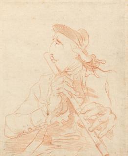 François-André Vincent - Caricature of Anciet Charles Gabriel Lemonnier playing the flute