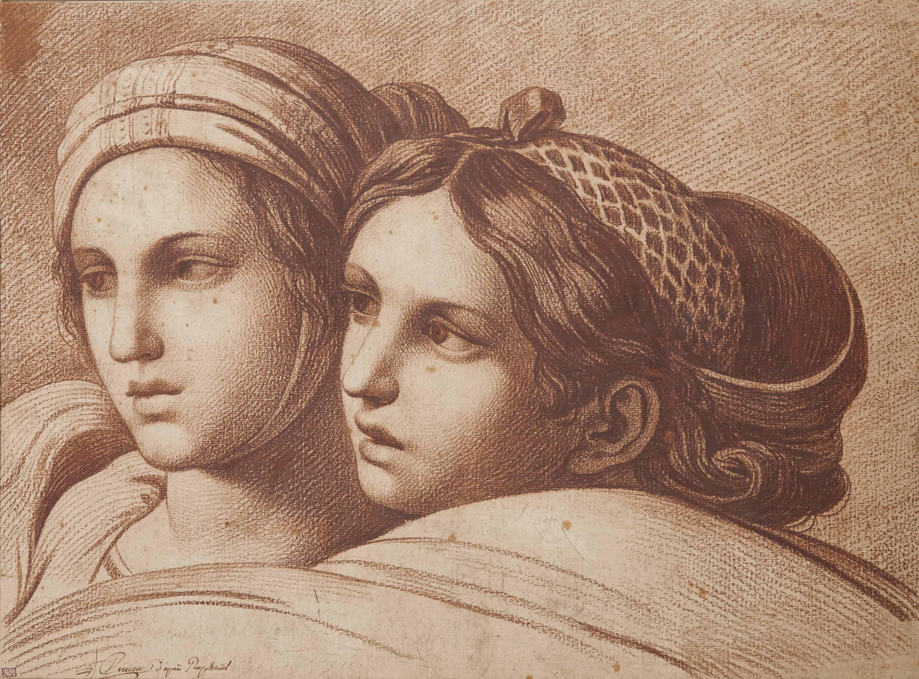 François-André Vincent - Deux têtes de femmes