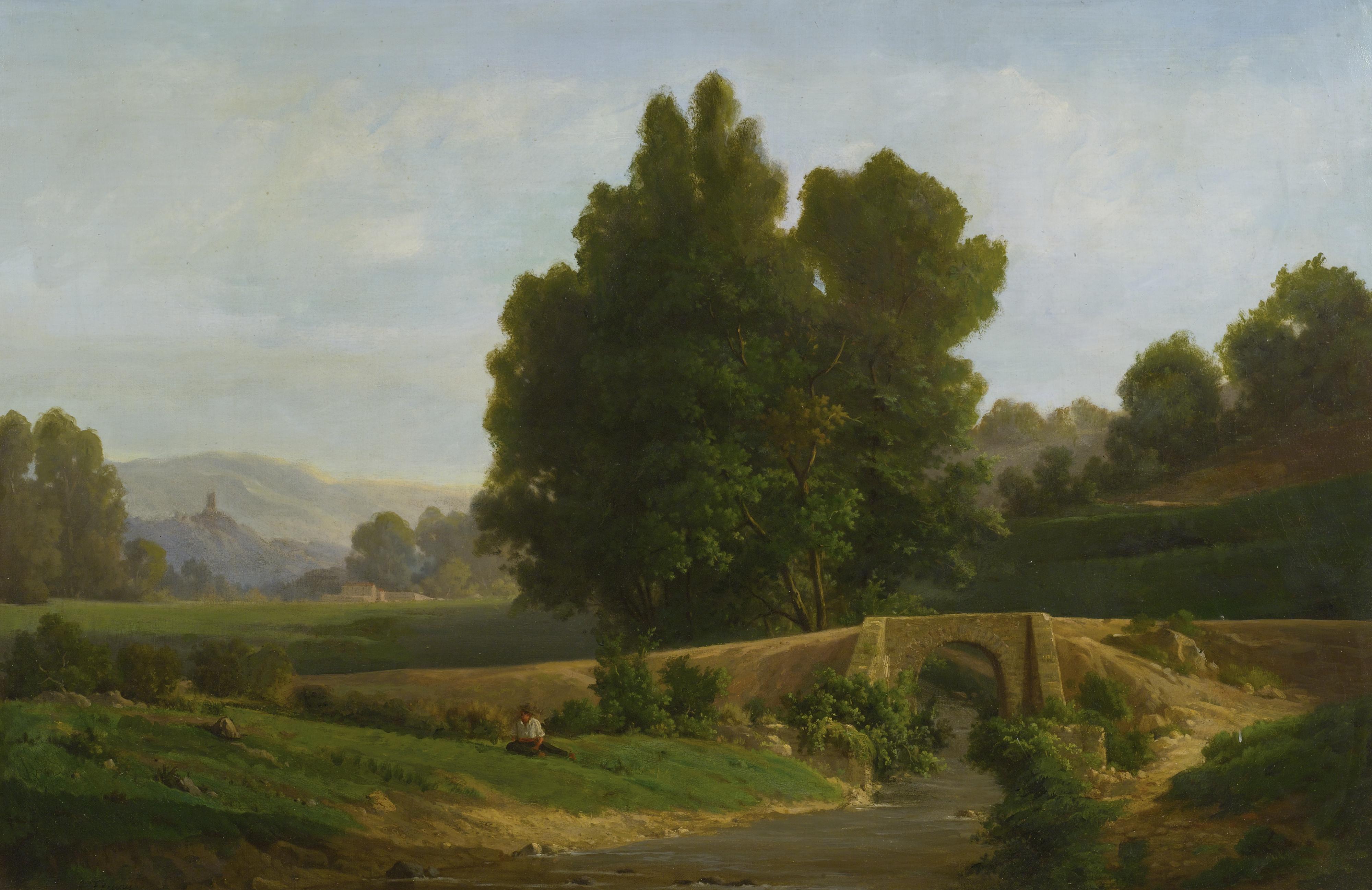 François Antoine Léon Fleury - Man Resting In A Landscape