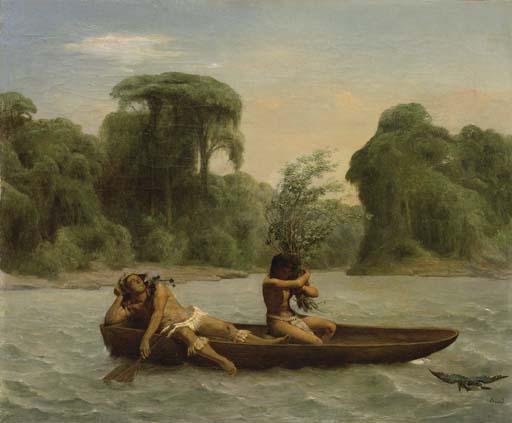 Francois-Auguste Biard - Deux Indiens En Pirogue