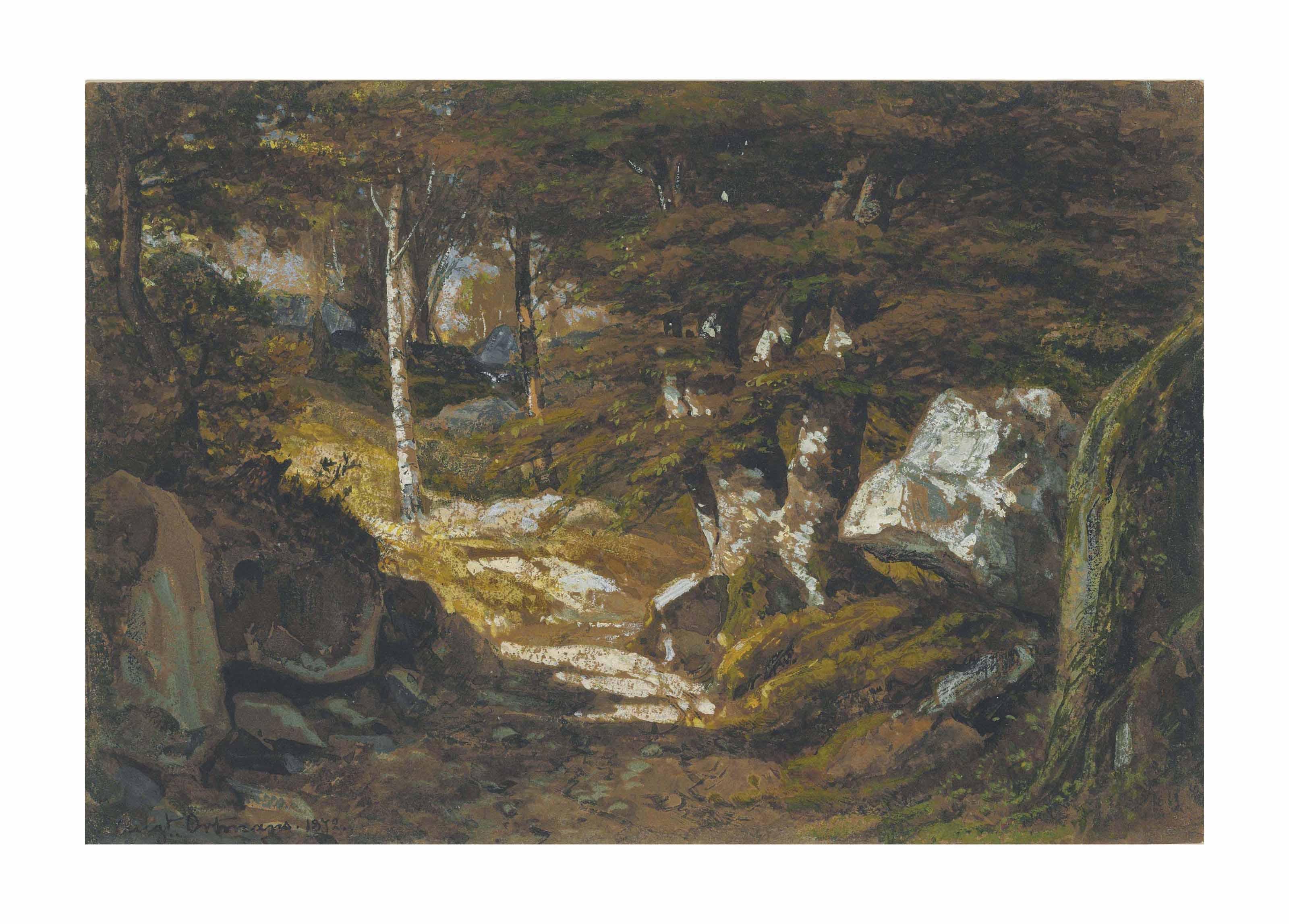 François-Auguste Ortmans - Vue dans la forêt de Fontainebleau