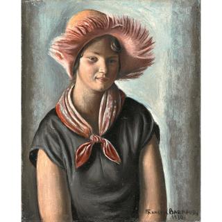 François Barraud - Jeune Fille Avec Foulard, 1930 Young Girl With Scarf, 1930