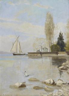 Francois Bocion - Barque au large des quais de Montreux, 1888
