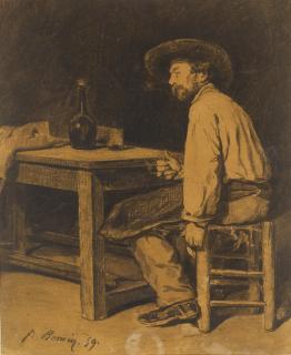 François Bonvin - A Man Sitting At A Table