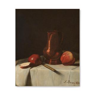Francois Bonvin - Nature morte, pommes et un pichet en cuivre