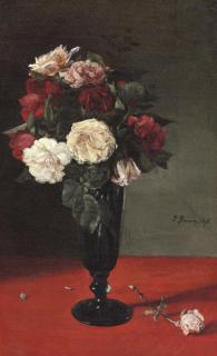 François Bonvin - Roses In A Vase