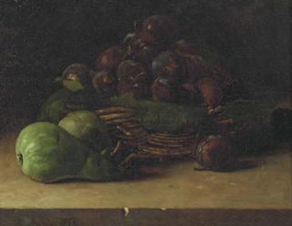 François Bonvin - Still Life With Basket of Prunes