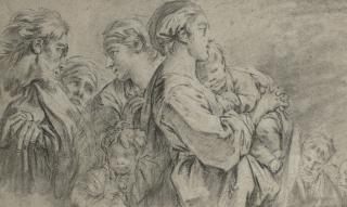 Francois Boucher - A group of seven figures, apparently pausing on a journey